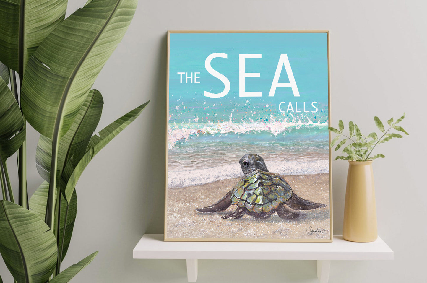 Beach Decor, Sea Turtle Gifts, 'The Sea Calls'