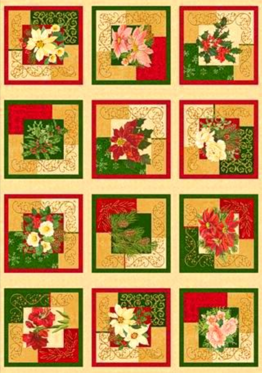 Holiday Finery Panel, Christmas Quilt Fabric by Studio E - 29wof