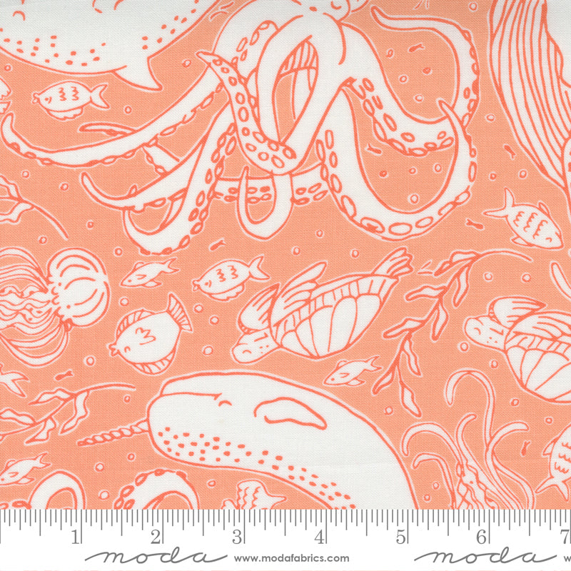 44''- 45'' Moda Fabric - The Sea And Me ~ Coral - 20794 20 - $16.50/yard