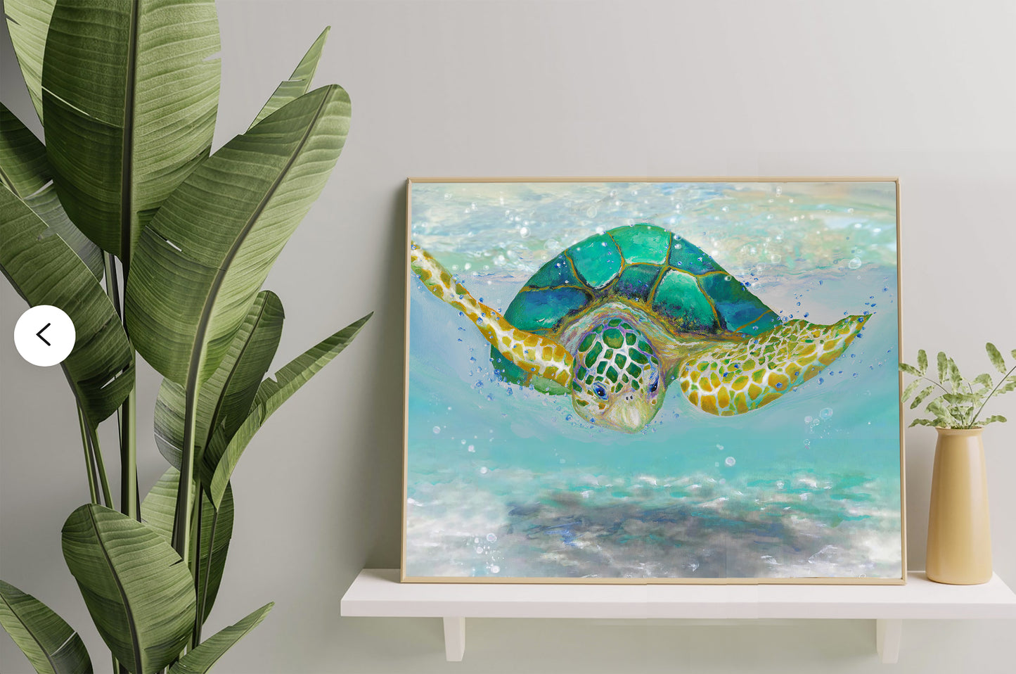Coastal Wall Art, Beach Art Prints, Sea Turtle Art - 'Diving Sea Diamonds'